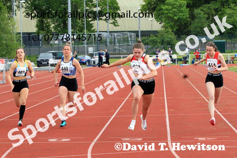 Women and Girls 100 metres, 2022 North Eastern Track and Field Champs., Middlesbrough. David T. Hewitson/Sports for All Pics